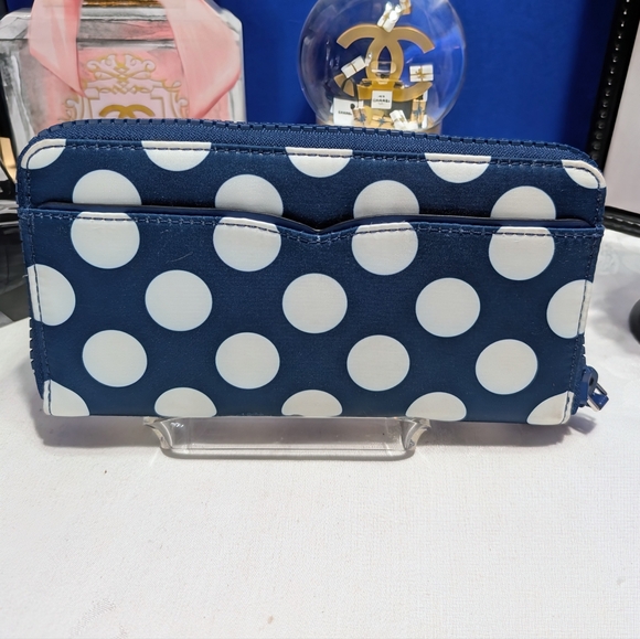 *Kate Spade Joe Large Continental Polka Dot Wallet - Navy And White - Picture 3 of 16